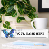 Blauwe Vliegende Vlinders Morpho Naambordje