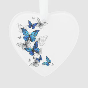 Blauwe Vliegende Vlinders Morpho Ornament