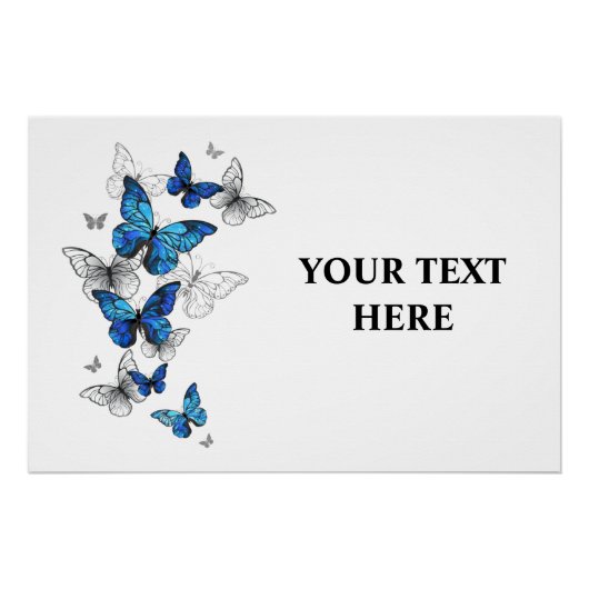 Blauwe Vliegende Vlinders Morpho Perfect Poster (Voorkant)