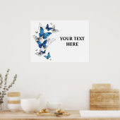 Blauwe Vliegende Vlinders Morpho Poster (Keuken)