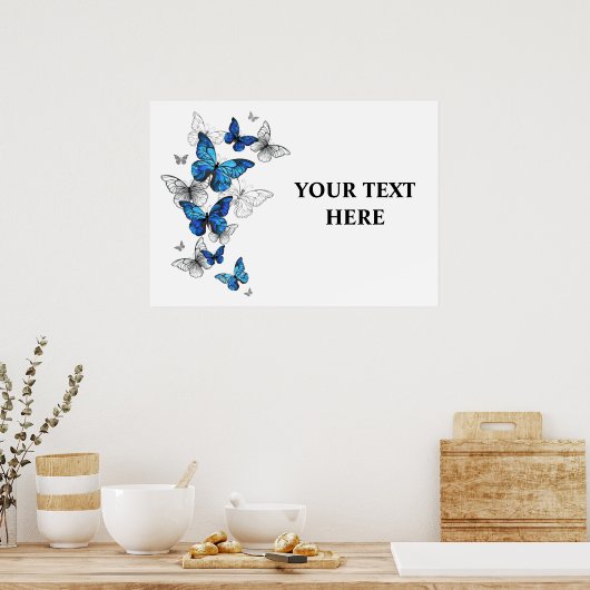 Blauwe Vliegende Vlinders Morpho Poster (Keuken)