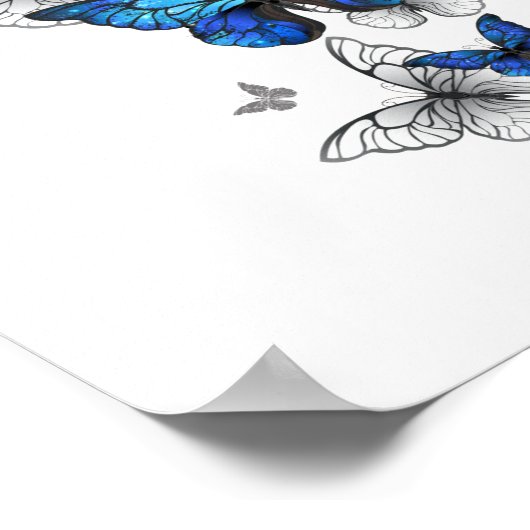 Blauwe Vliegende Vlinders Morpho Poster (Hoek)
