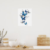 Blauwe Vliegende Vlinders Morpho Poster (Keuken)