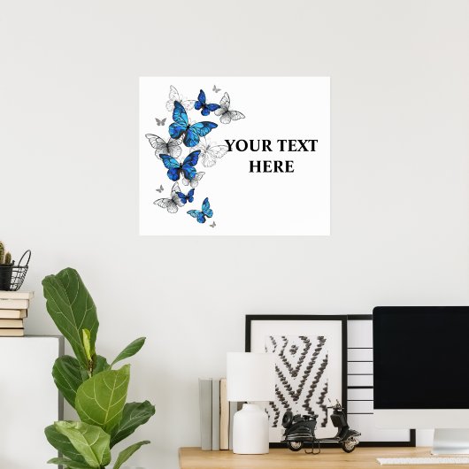 Blauwe Vliegende Vlinders Morpho Poster (Thuiskantoor)