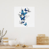 Blauwe Vliegende Vlinders Morpho Poster (Keuken)