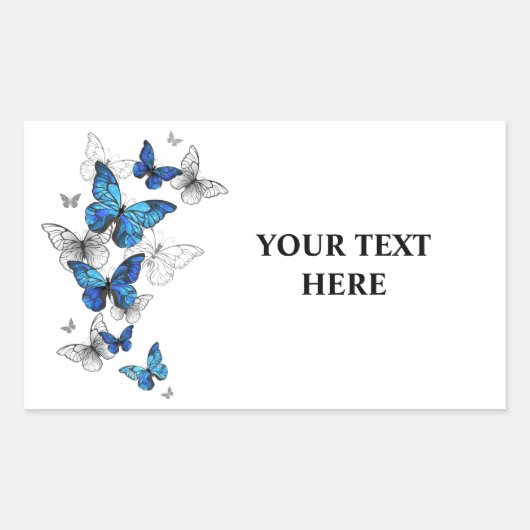 Blauwe Vliegende Vlinders Morpho Rechthoekige Sticker (Voorkant)