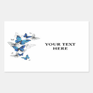 Blauwe Vliegende Vlinders Morpho Rechthoekige Sticker