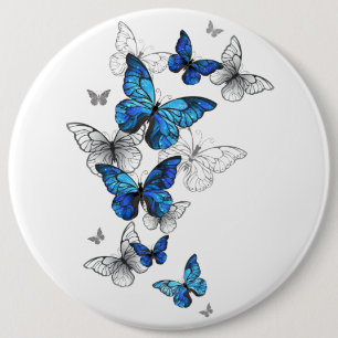 Blauwe Vliegende Vlinders Morpho Ronde Button 6,0 Cm