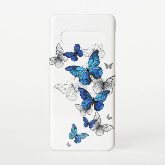 Blauwe Vliegende Vlinders Morpho Samsung Galaxy Hoesje (Achterkant)