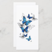 Blauwe Vliegende Vlinders Morpho Save The Date (Voorkant / Achterkant)