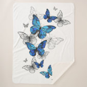 Blauwe Vliegende Vlinders Morpho Sherpa Deken (Voorkant)