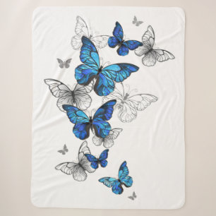 Blauwe Vliegende Vlinders Morpho Sherpa Deken