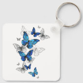 Blauwe Vliegende Vlinders Morpho Sleutelhanger (Achterkant)