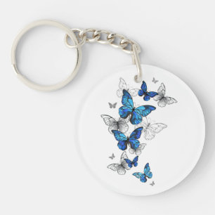 Blauwe Vliegende Vlinders Morpho Sleutelhanger