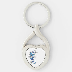 Blauwe Vliegende Vlinders Morpho Sleutelhanger