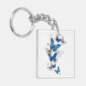 Blauwe Vliegende Vlinders Morpho Sleutelhanger (Voorkant Links)