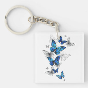 Blauwe Vliegende Vlinders Morpho Sleutelhanger
