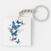 Blauwe Vliegende Vlinders Morpho Sleutelhanger (Achterkant)