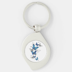 Blauwe Vliegende Vlinders Morpho Sleutelhanger