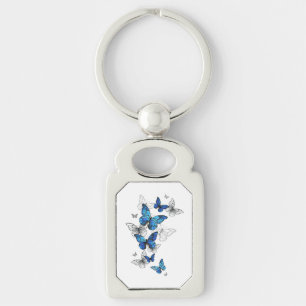 Blauwe Vliegende Vlinders Morpho Sleutelhanger