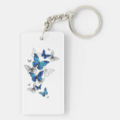 Blauwe Vliegende Vlinders Morpho Sleutelhanger (achterkant)