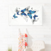 Blauwe Vliegende Vlinders Morpho Spandoek (Insitu)