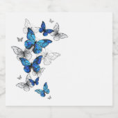 Blauwe Vliegende Vlinders Morpho Sparkling Wijnetiket (Enkel label)