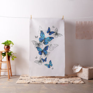 Blauwe Vliegende Vlinders Morpho Stof