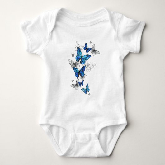 Blauwe Vliegende Vlinders Morpho T-shirt (Voorkant)