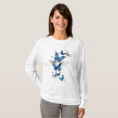 Blauwe Vliegende Vlinders Morpho T-shirt (Voorkant volledig)