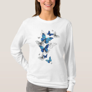 Blauwe Vliegende Vlinders Morpho T-shirt