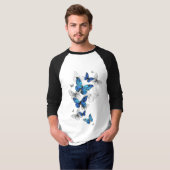 Blauwe Vliegende Vlinders Morpho T-shirt (Voorkant volledig)