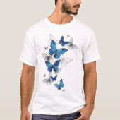 Blauwe Vliegende Vlinders Morpho T-shirt (Voorkant)