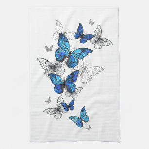 Blauwe Vliegende Vlinders Morpho Theedoek