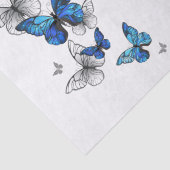 Blauwe Vliegende Vlinders Morpho Tissuepapier (Detail)