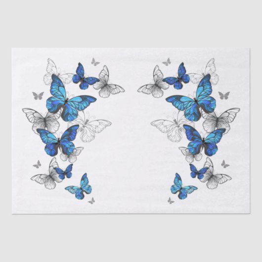 Blauwe Vliegende Vlinders Morpho Tissuepapier (Voorkant)