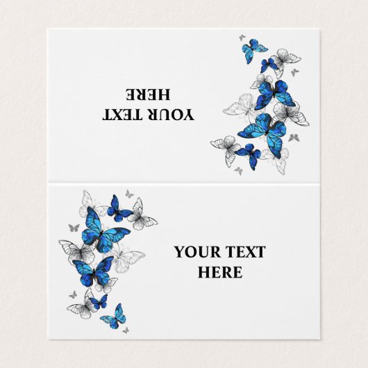 Blauwe Vliegende Vlinders Morpho Visitekaartje (Buitenkant ongevouwen)