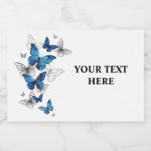 Blauwe Vliegende Vlinders Morpho Voedselcontainer Etiket (Enkel label)