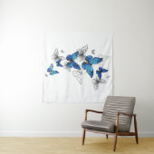 Blauwe Vliegende Vlinders Morpho Wandkleed (In Situ (horizontaal))