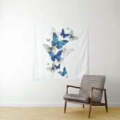 Blauwe Vliegende Vlinders Morpho Wandkleed (In situ)