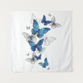 Blauwe Vliegende Vlinders Morpho Wandkleed (Voorkant)