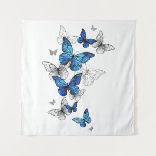 Blauwe Vliegende Vlinders Morpho Wandkleed