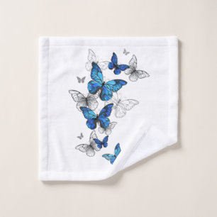 Blauwe Vliegende Vlinders Morpho Washandje