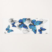 Blauwe Vliegende Vlinders Morpho Yogamat (Voorkant (horizontaal))