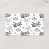 Blauwe  vliegtuigboeken voor Baby Baby shower Informatiekaartje (Achterkant)