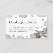 Blauwe  vliegtuigboeken voor Baby Baby shower Informatiekaartje (Voorkant)