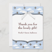 Blauwe Vliegtuigen Baby Boy Foto Bedankt Kaarten (Achterkant)