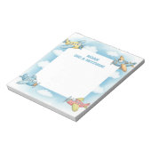 Blauwe vliegtuigen gepersonaliseerde mitswa notitieblok (Linkerzijde)