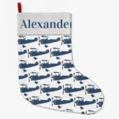 Blauwe Vliegtuigen met Jongensnaam Grote Kerstsok (Voorkant)