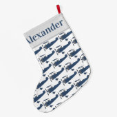 Blauwe Vliegtuigen met Jongensnaam Grote Kerstsok (Achterkant (Hangend))